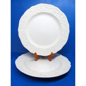 Canonsburg Pottery Adams Antique White10" Dinner Plates Set of 2
